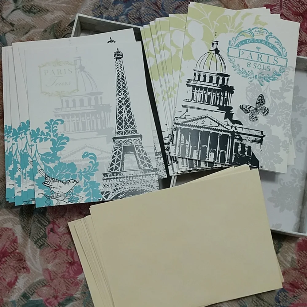 NEW Paris Card Set Eiffel Tower Boxed 20 Deluxe 5x7 Heavy Gauge Stationary w/Env